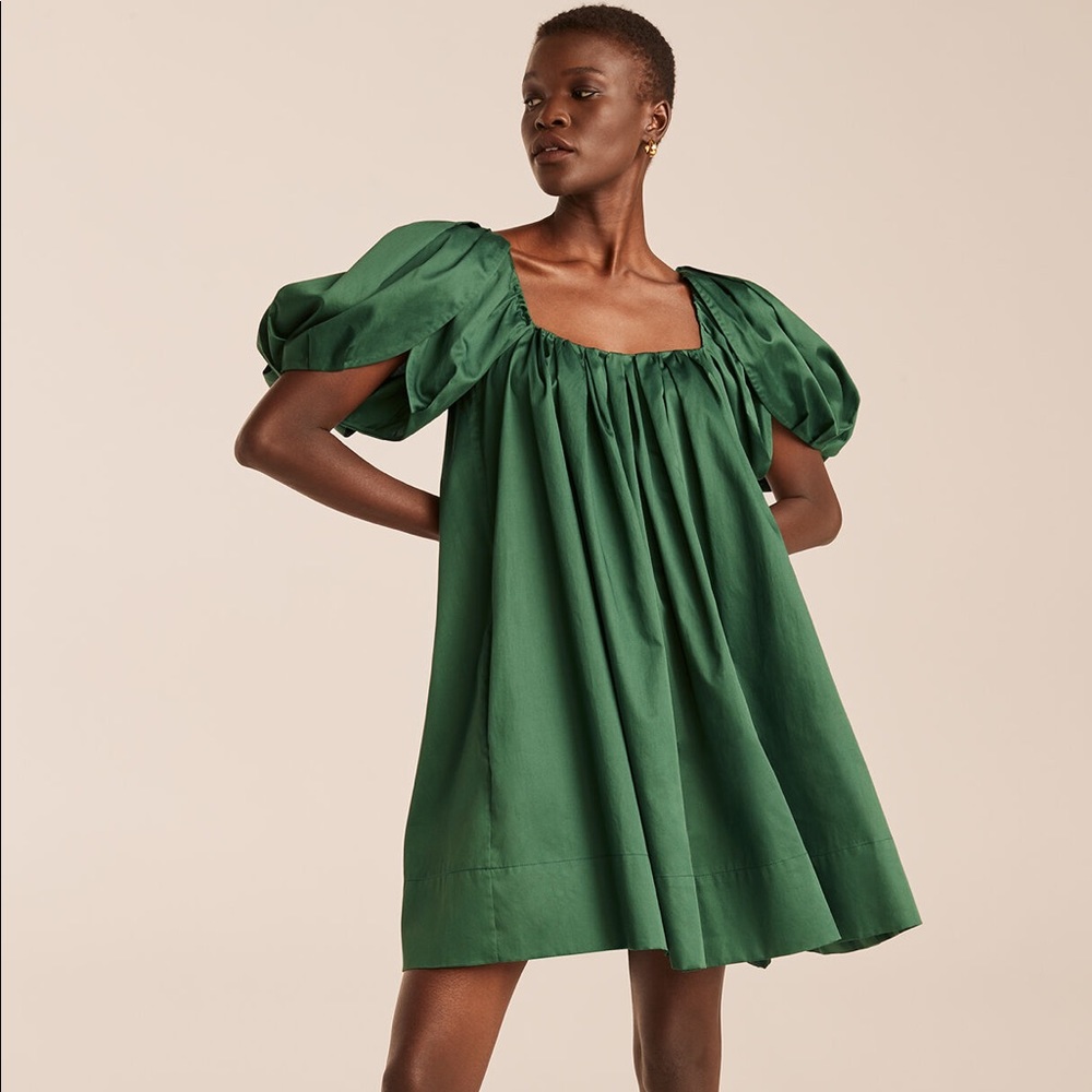 Rebecca Taylor Green Tulip Sleeve Dress